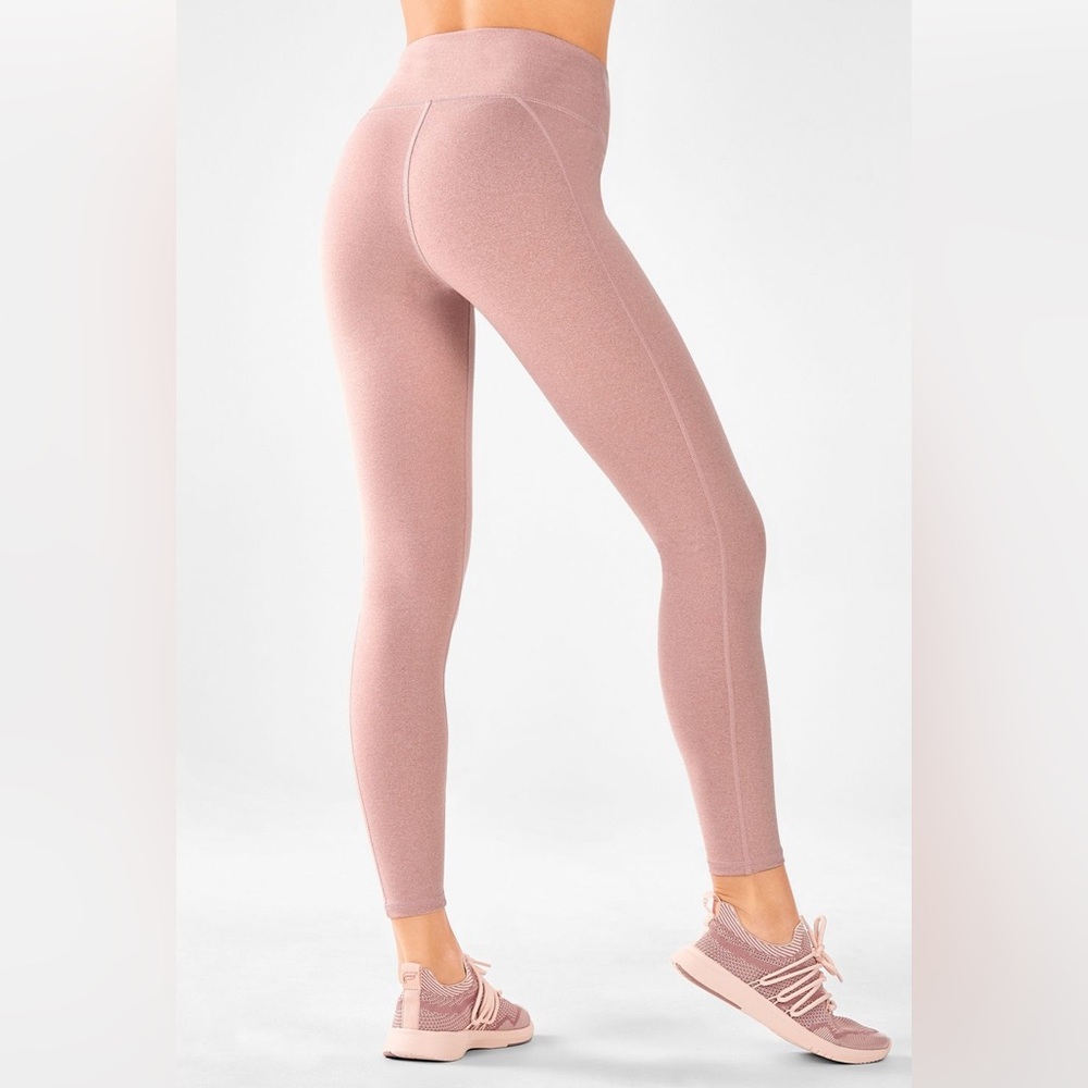 Fabletics PowerHold High-Waisted Heatherknit 7/8 pink